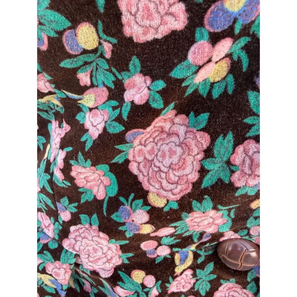 Madchen Women's Floral Blazer Pink Rose Print Fitted Button Front Size Small